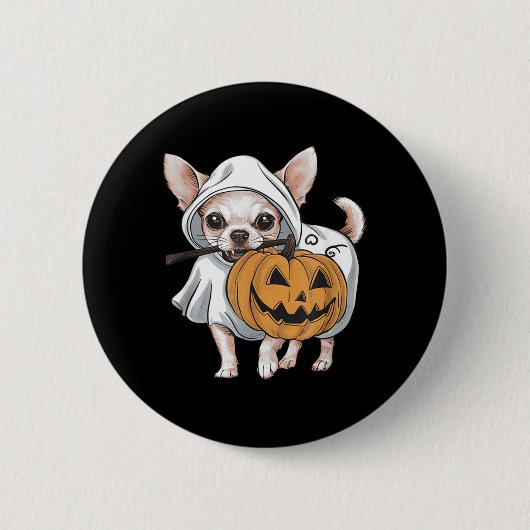 チワワ ゴーストドッグ ハロウィン 缶バッジ (正面)