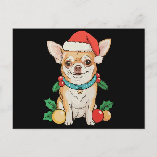 チワワ サンタ帽子 クリスマス オーナメント Xmas 犬 (正面)