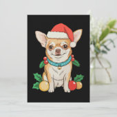 チワワ サンタ帽子 クリスマス オーナメント Xmas 犬 招待状 (スタンド正面)