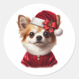 チワワ サンタ クリスマス 冬の休日 犬 ラウンドシール
