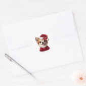 チワワ サンタ クリスマス 冬の休日 犬 ラウンドシール (封筒)