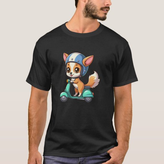 チワワ スクーター 犬 おもしろい オートバイ Tシャツ (正面)