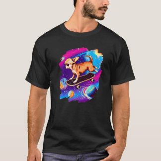 チワワ スケートボード 宇宙 レトロ ヴィンテージ Tシャツ