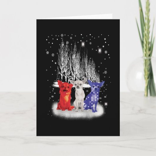 チワワ スノー 愛国 アメリカ クリスマス カード (正面)