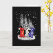 チワワ スノー 愛国 アメリカ クリスマス カード (黄色い花)