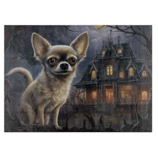 チワワ ハロウィン おばけ カッティングボード (正面)