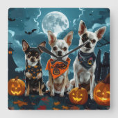 チワワ ハロウィン おばけ スクエア壁時計 (正面)