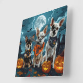 チワワ ハロウィン おばけ スクエア壁時計 (傾斜)