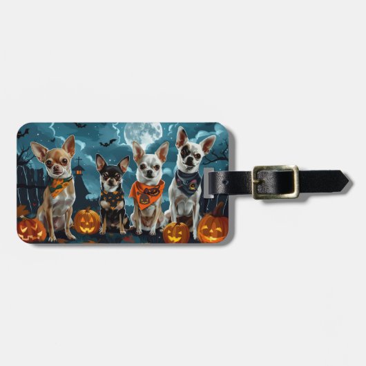 チワワ ハロウィン おばけ ラゲッジタグ (正面横)