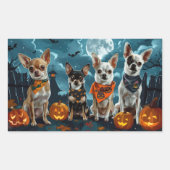 チワワ ハロウィン おばけ 長方形シール (正面)