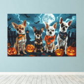チワワ ハロウィン スプーキー キャンバスプリント (インサイチュ (ウッドフロア))