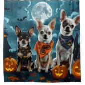 チワワ ハロウィーン スプーキー シャワーカーテン (正面)