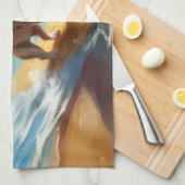 チワワ ビーチ サーフィン 絵画 キッチンタオル (四つ折り)
