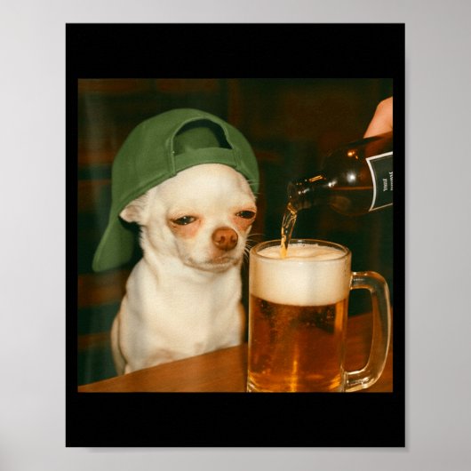 チワワ ビール おもしろい ミーム 犬 反応 ユーモア 犬 M ポスター (正面)
