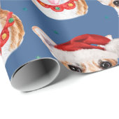 チワワ ブルー クリスマス 水彩 犬の種類 ラッピングペーパー (ロールコーナー)