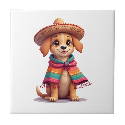 チワワ メキシコ シンコデマヨ 笑犬 (1) タイル (正面)
