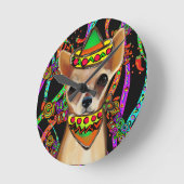 チワワ  メキシコ ラウンド壁時計 (傾斜)