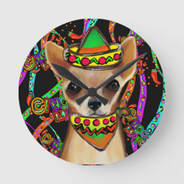 チワワ  メキシコ ラウンド壁時計