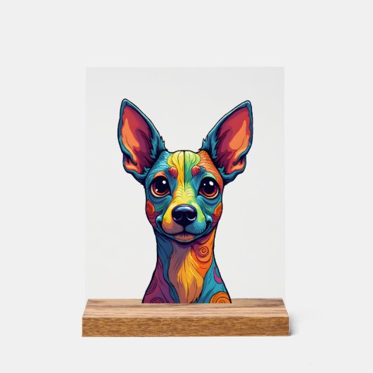 チワワ 抽象画 カラー かわいい犬 (5) アクリルサイン (正面)
