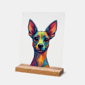 チワワ 抽象画 カラー かわいい犬 (5) アクリルサイン (傾斜)