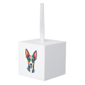 チワワ 抽象画 カラー かわいい犬 (7) キューブオーナメント (裏面アングル)