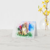 チワワ 水彩画 ブランク カード (黄色い花)