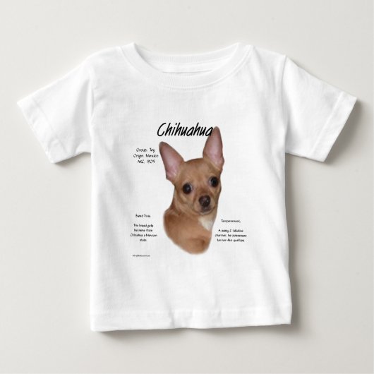 チワワ(滑らかな)ヒストリーデザイン ベビーTシャツ (正面)