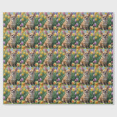 チワワ 犬 春の花 絵画 ラッピングペーパー (フラット)