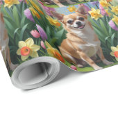 チワワ 犬 春の花 絵画 ラッピングペーパー (ロールコーナー)