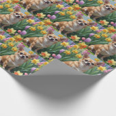 チワワ 犬 春の花 絵画 ラッピングペーパー (角)