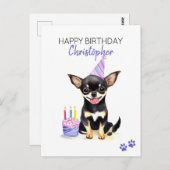 チワワ 犬 誕生日おめでとうカード ポストカード (正面/裏面)