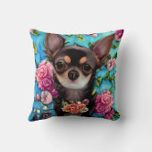 チワワ（花は四角） クッション (裏面)