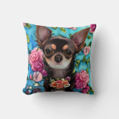 チワワ（花は四角） クッション (正面)