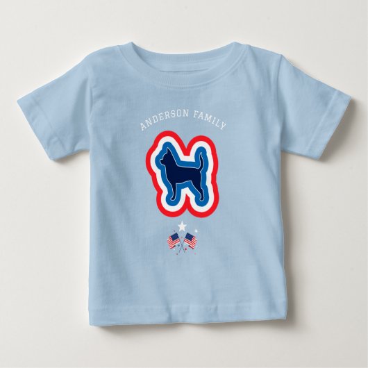 チワワ 赤 白 青 7月4日 犬 ベビーTシャツ (正面)