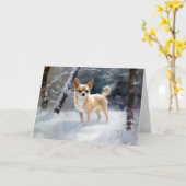 チワワ 雪が降りますように クリスマス カード (黄色い花)