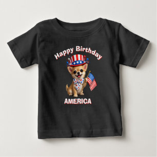 チワワ (2ad) 愛国少年Tシャツ ベビーTシャツ