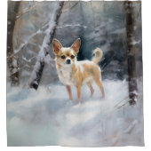 チワワ Let It Snow クリスマス シャワーカーテン (正面)