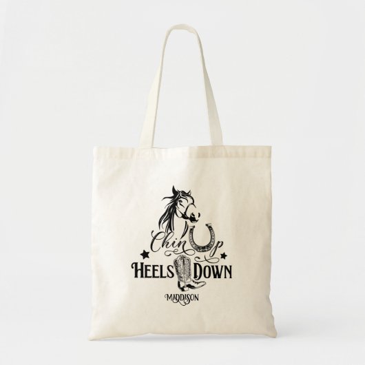 チンアップヒール下り女性のカーボーイ馬好き乗り トートバッグ (正面)