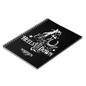 チンアップヒール下り女性のカーボーイ馬好き乗り ノートブック (左側)