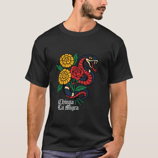 チンガ・ラ・ミグラ スペイン語 人権 移民 G Tシャツ (正面)