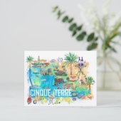 チンクエ・テレ イタリア 地中海 旅行 地図 ポストカード (スタンド正面)