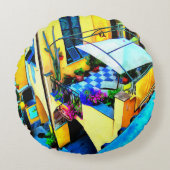 チンケなテレ・バルコニーからの朝の景色 ラウンドクッション (正面)