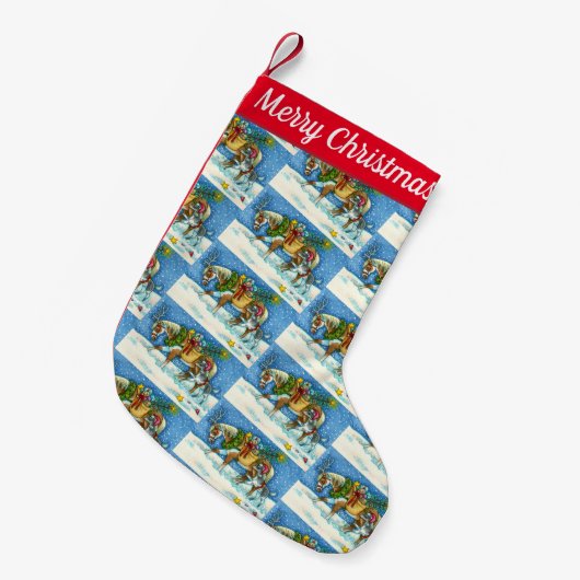 チンコテーハクリスマスポニー、そりのベル&おもちゃ スモールクリスマスストッキング (正面 (吊り時))