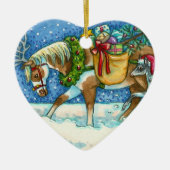 チンコテーハクリスマスポニー、そりのベル&おもちゃ セラミックオーナメント (正面)