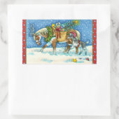 チンコテーハポニー&ホリデーウィッシュホース 長方形シール (バッグ)