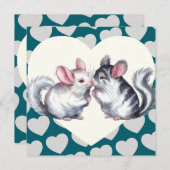 チンチラがキスするバレンタインデーのラブカード シーズンカード (正面/裏面)