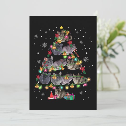 チンチラのクリスマスツリーげっおもしろい歯類愛好クリスマス シーズンカード (スタンド正面)