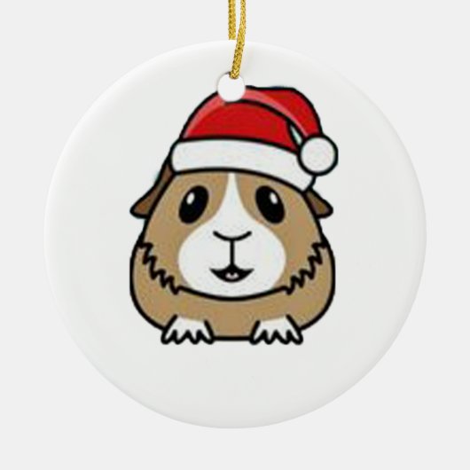 チンチラのサンタの帽子 セラミックオーナメント (正面)