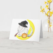 チンチラのハロウィーンの魔女 カード (黄色い花)