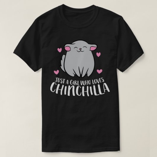 チンチラのプルオーバーを愛する女の子 Tシャツ (デザイン正面)